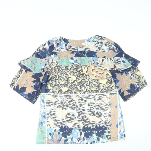 Reiss Women's Multicoloured Floral Ruffle Blouse UK 10