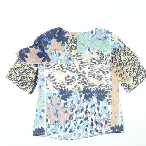 Reiss Women's Multicoloured Floral Ruffle Blouse UK 10