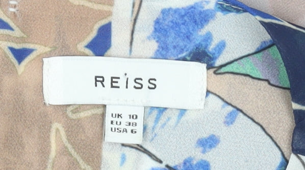 Reiss Women's Multicoloured Floral Ruffle Blouse UK 10