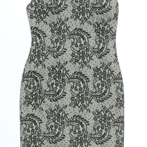 Precis Women’s Black Floral Sheath Dress Size 8 Sleeveless Knee Length Elegant