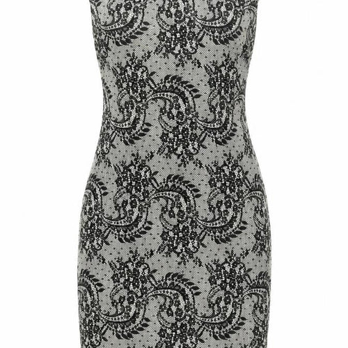 Precis Women’s Black Floral Sheath Dress Size 8 Sleeveless Knee Length Elegant