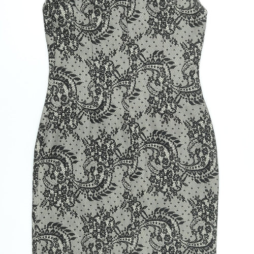 Precis Women’s Black Floral Sheath Dress Size 8 Sleeveless Knee Length Elegant