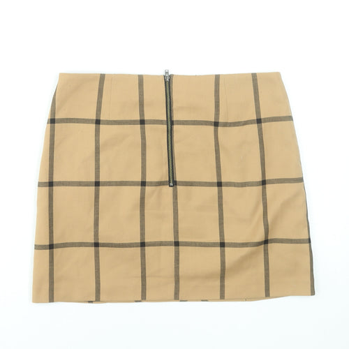 Next Women's Beige Check Pencil Mini Skirt Size 10
