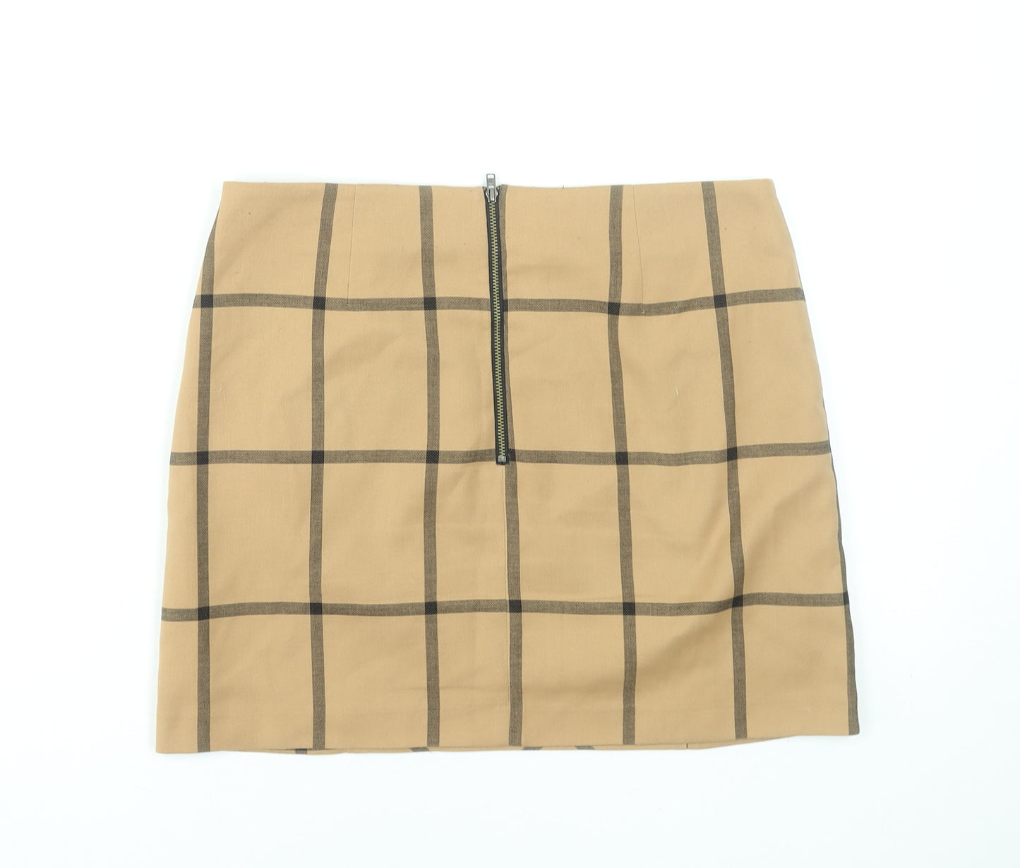 Next Women's Beige Check Pencil Mini Skirt Size 10