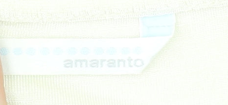 Amaranto Womens Ivory Floral Sequin Short Sleeve T-Shirt Size 18