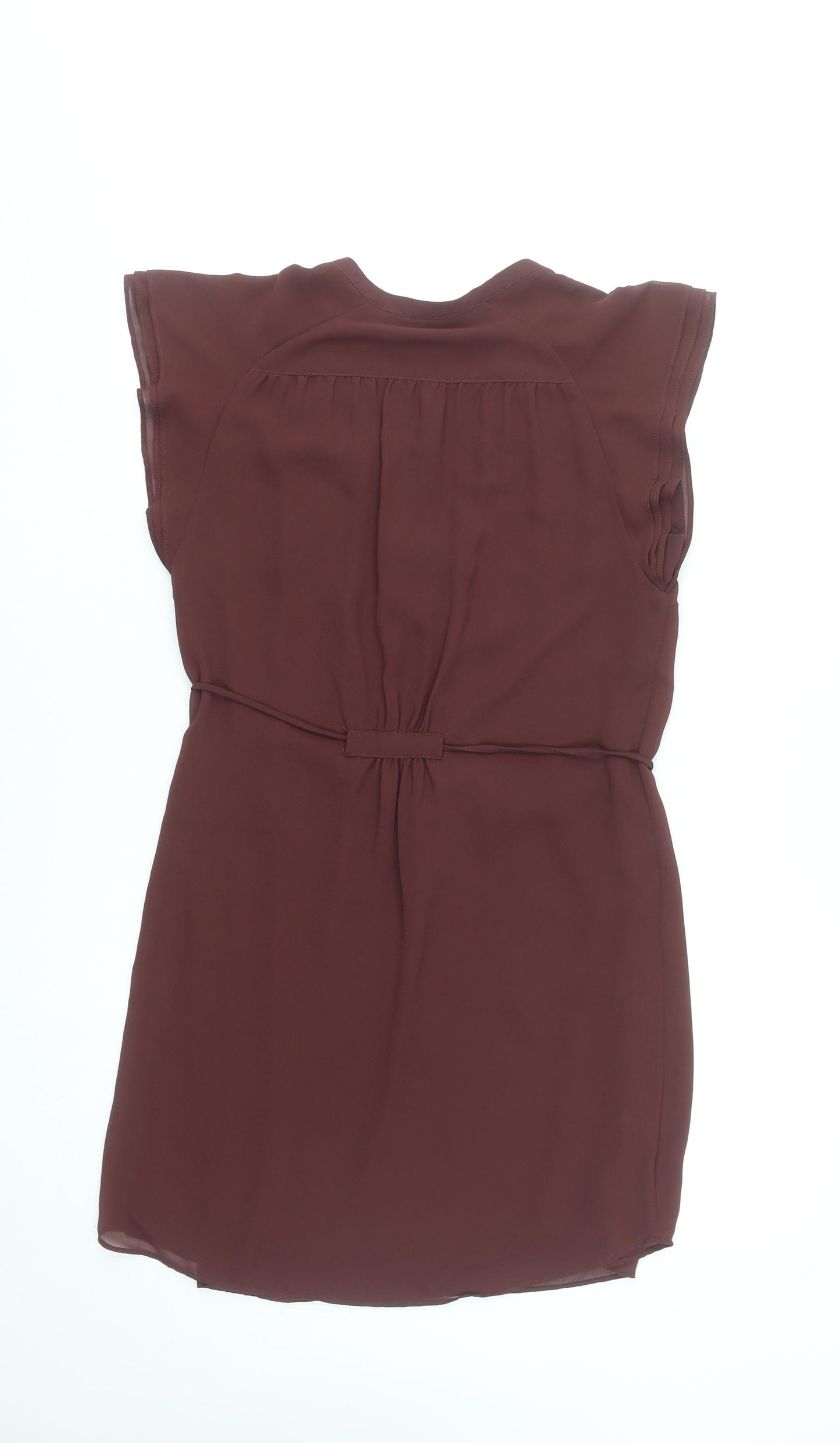 H&M Women's Brown Short Sleeve V-Neck Shift Dress Size 8