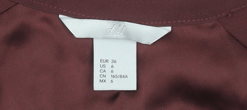 H&M Women's Brown Short Sleeve V-Neck Shift Dress Size 8