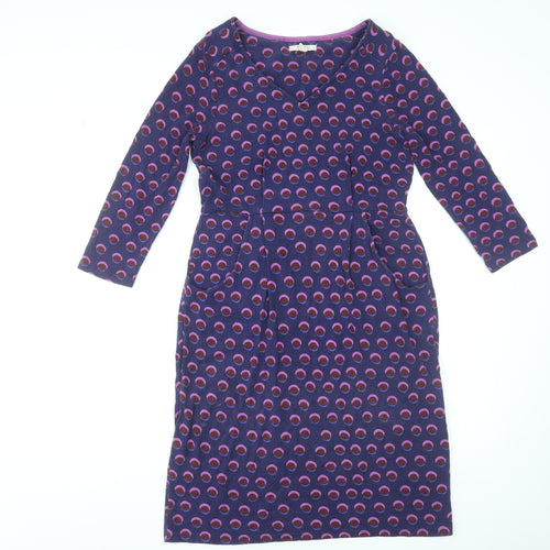 White Stuff Women Purple Polka Dot Knee Length Shift Dress UK 10