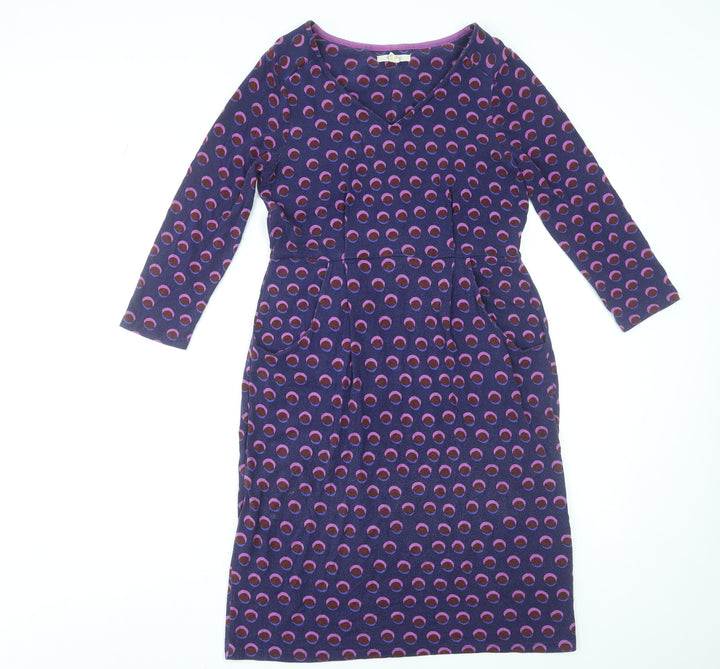 White Stuff Women Purple Polka Dot Knee Length Shift Dress UK 10