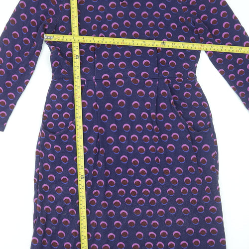 White Stuff Women Purple Polka Dot Knee Length Shift Dress UK 10