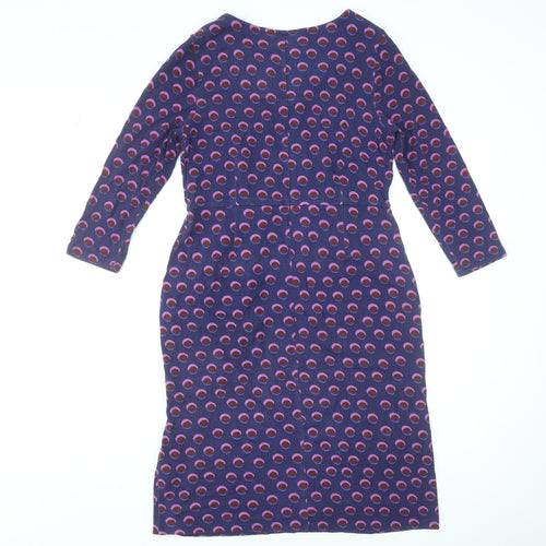 White Stuff Women Purple Polka Dot Knee Length Shift Dress UK 10
