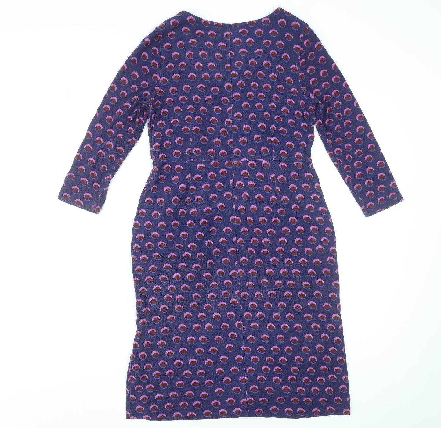 White Stuff Women Purple Polka Dot Knee Length Shift Dress UK 10