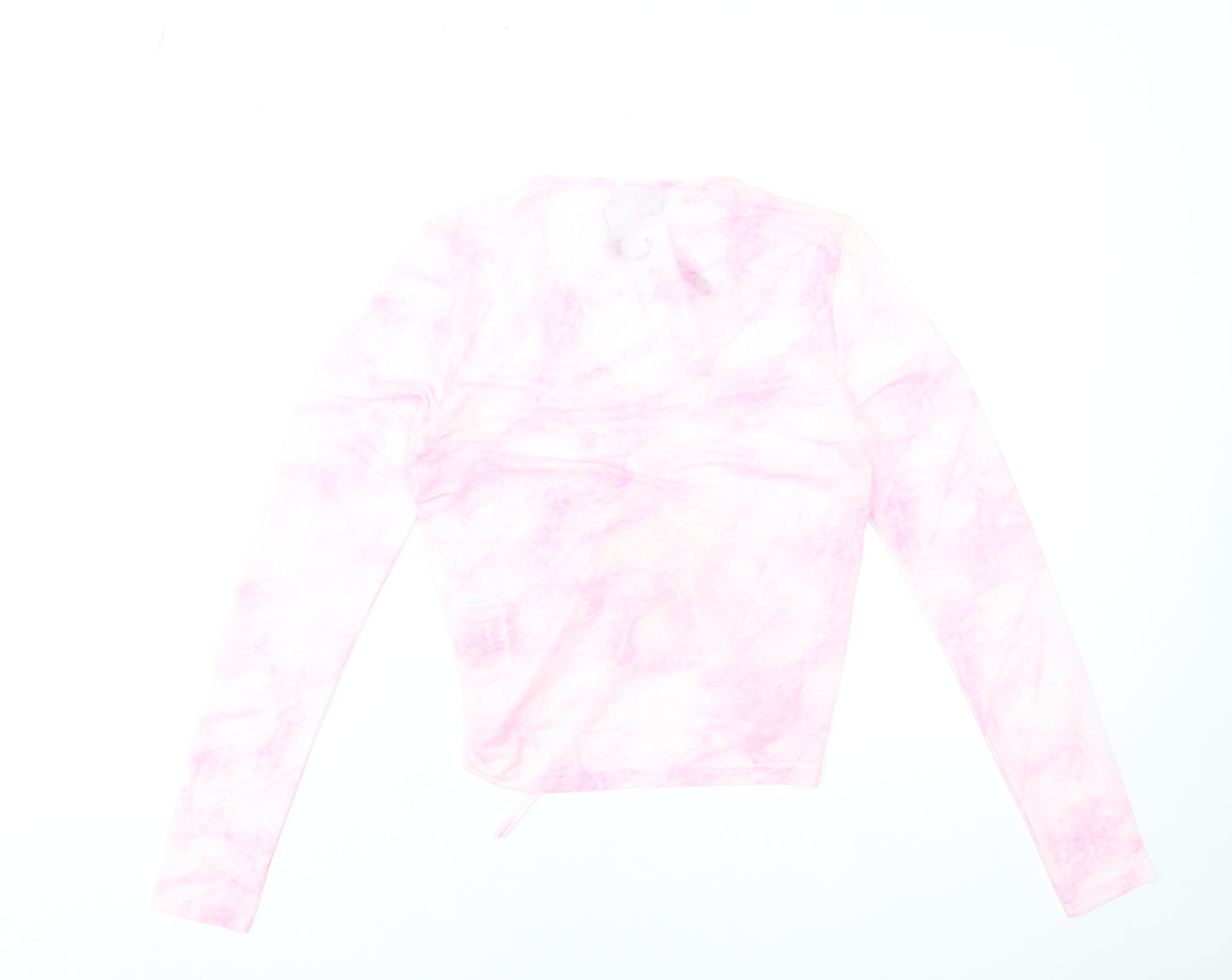 Noisy May Womens Pink Cropped Long Sleeve V-Neck Stretch Top S