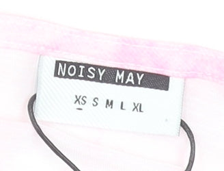 Noisy May Womens Pink Cropped Long Sleeve V-Neck Stretch Top S