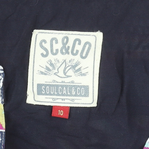 SoulCal & Co Womens Multicoloured Aztec Cropped Button-Up Shirt Size 10