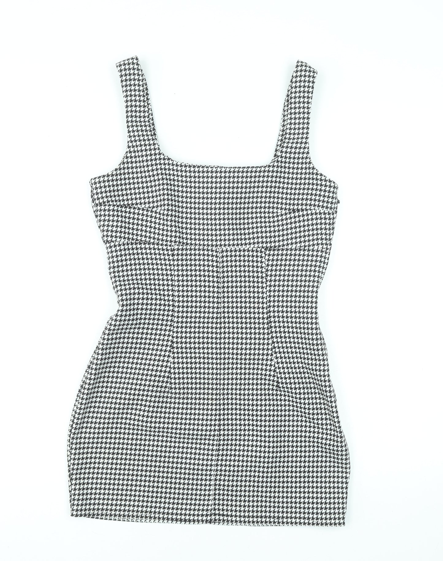 H&M Divided Women's Black Houndstooth Bodycon Dress UK 8