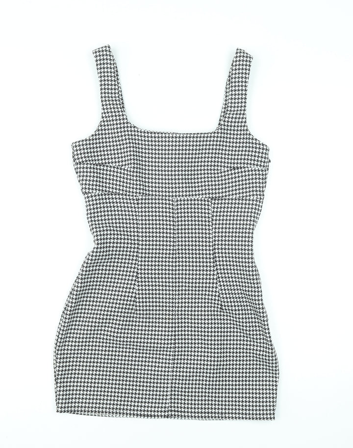 H&M Divided Women's Black Houndstooth Bodycon Dress UK 8
