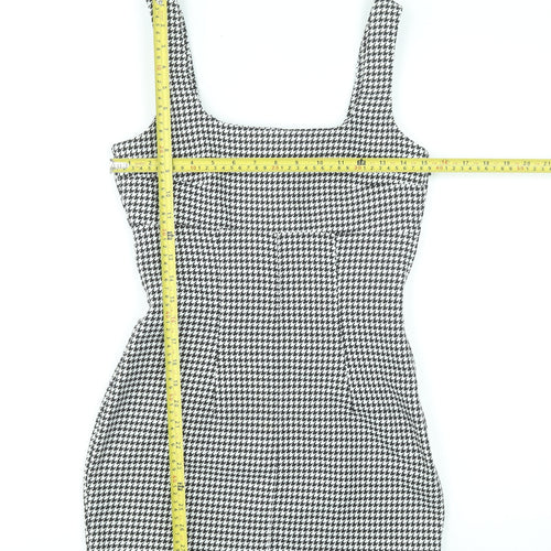 H&M Divided Women's Black Houndstooth Bodycon Dress UK 8