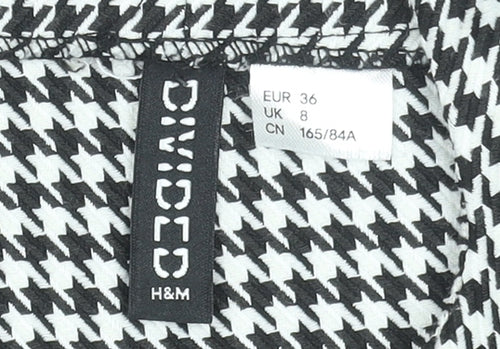 H&M Divided Women's Black Houndstooth Bodycon Dress UK 8