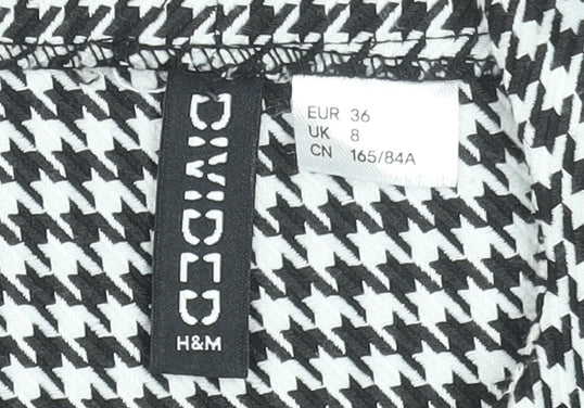H&M Divided Women's Black Houndstooth Bodycon Dress UK 8