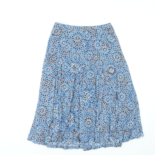 Marks and Spencer Women's Blue Floral A-Line Midi Skirt Size 10