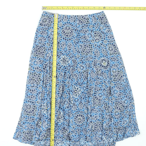 Marks and Spencer Women's Blue Floral A-Line Midi Skirt Size 10