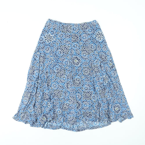 Marks and Spencer Women's Blue Floral A-Line Midi Skirt Size 10