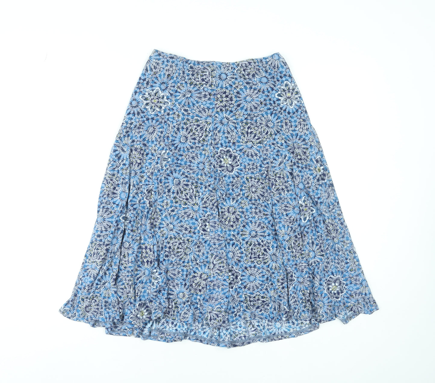 Marks and Spencer Women's Blue Floral A-Line Midi Skirt Size 10