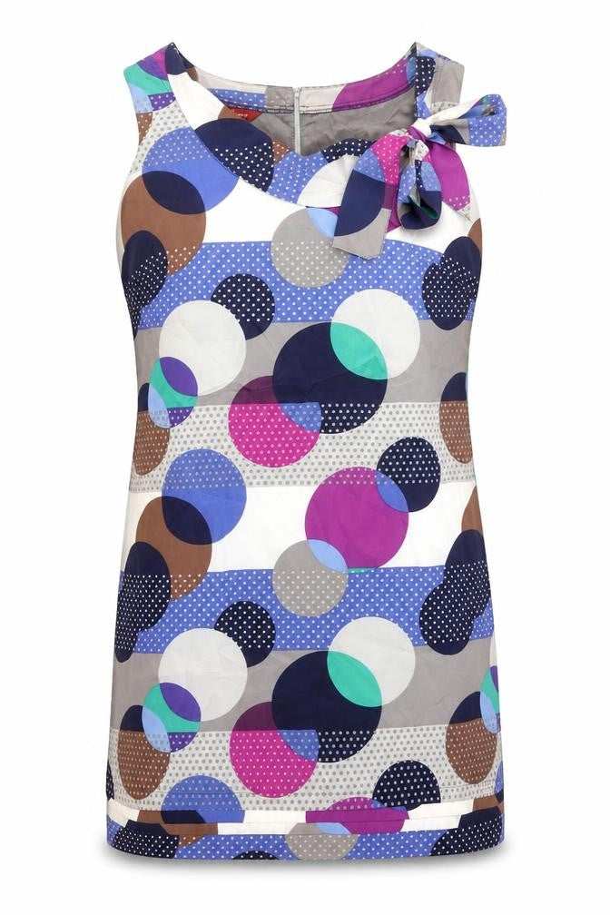 Front view of Monsoon Women’s Multicoloured Polka Dot Sheath Dress, size UK 14