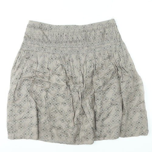 Next Women’s Beige Floral A-Line Cotton Knee Length Skirt Size 14