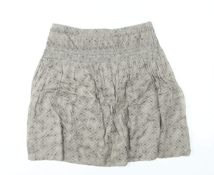 Next Women’s Beige Floral A-Line Cotton Knee Length Skirt Size 14
