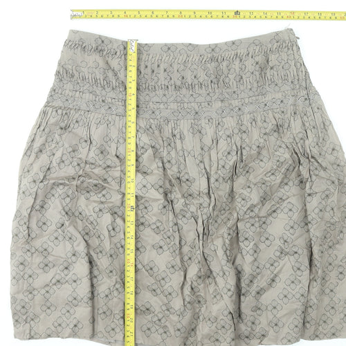 Next Women’s Beige Floral A-Line Cotton Knee Length Skirt Size 14