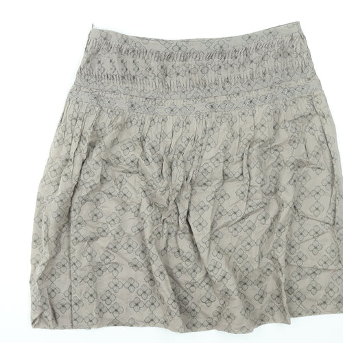 Next Women’s Beige Floral A-Line Cotton Knee Length Skirt Size 14