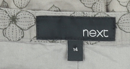 Next Women’s Beige Floral A-Line Cotton Knee Length Skirt Size 14