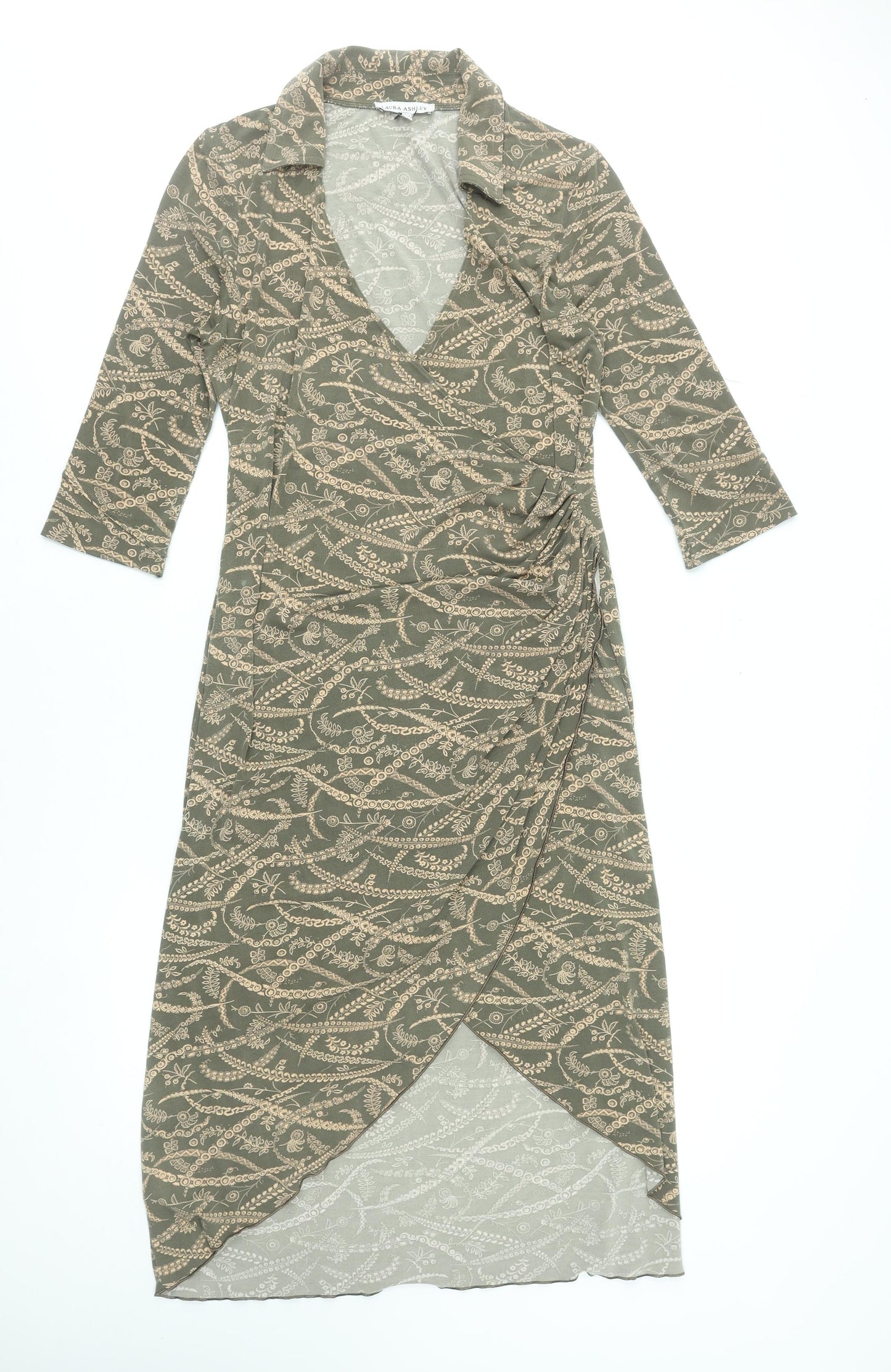 Laura Ashley Women’s Green Paisley Wrap Midi Dress Size 12