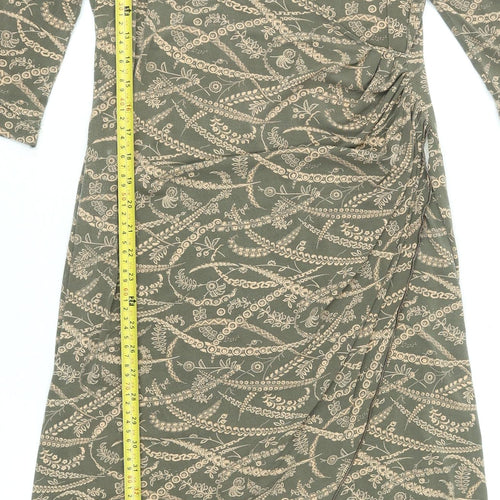 Laura Ashley Women’s Green Paisley Wrap Midi Dress Size 12
