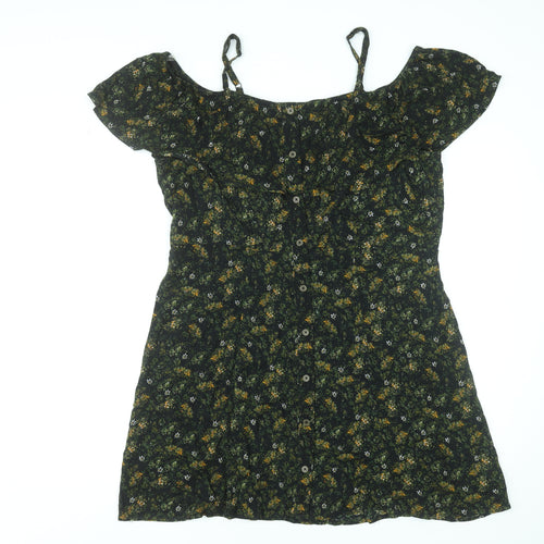 Mossimo Supply Co. Women’s Black Floral Off Shoulder A-Line Dress 2XL