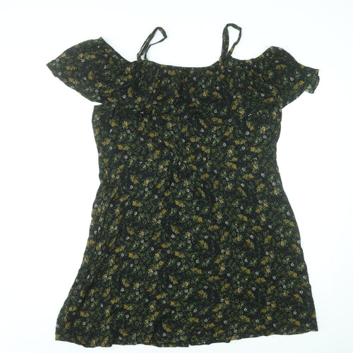 Mossimo Supply Co. Women’s Black Floral Off Shoulder A-Line Dress 2XL