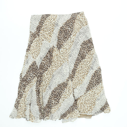 Marks and Spencer Women Brown Animal Print A-Line Midi Skirt Size 10