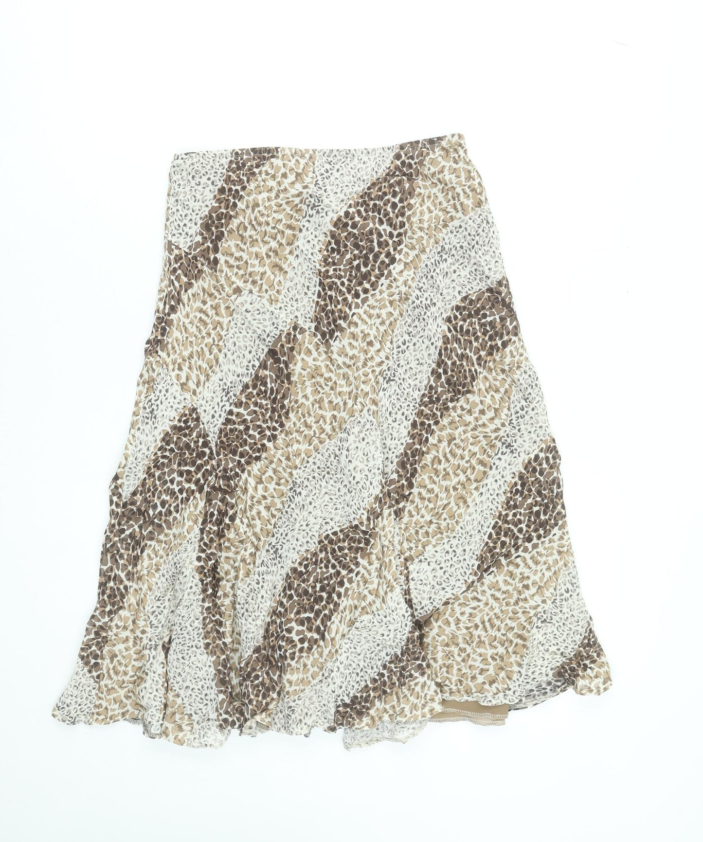 Marks and Spencer Women Brown Animal Print A-Line Midi Skirt Size 10