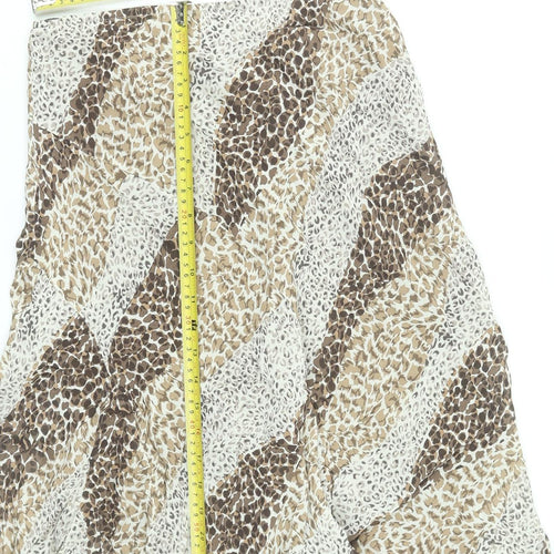 Marks and Spencer Women Brown Animal Print A-Line Midi Skirt Size 10