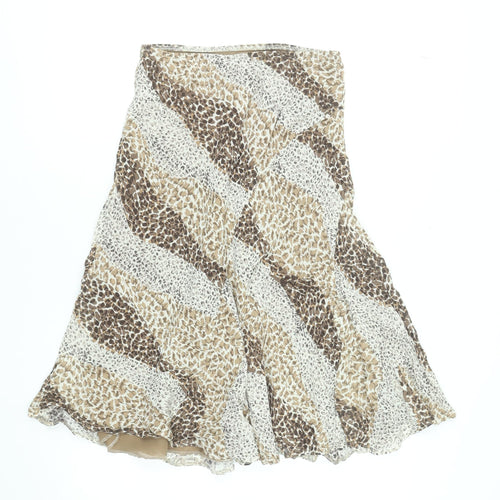 Marks and Spencer Women Brown Animal Print A-Line Midi Skirt Size 10