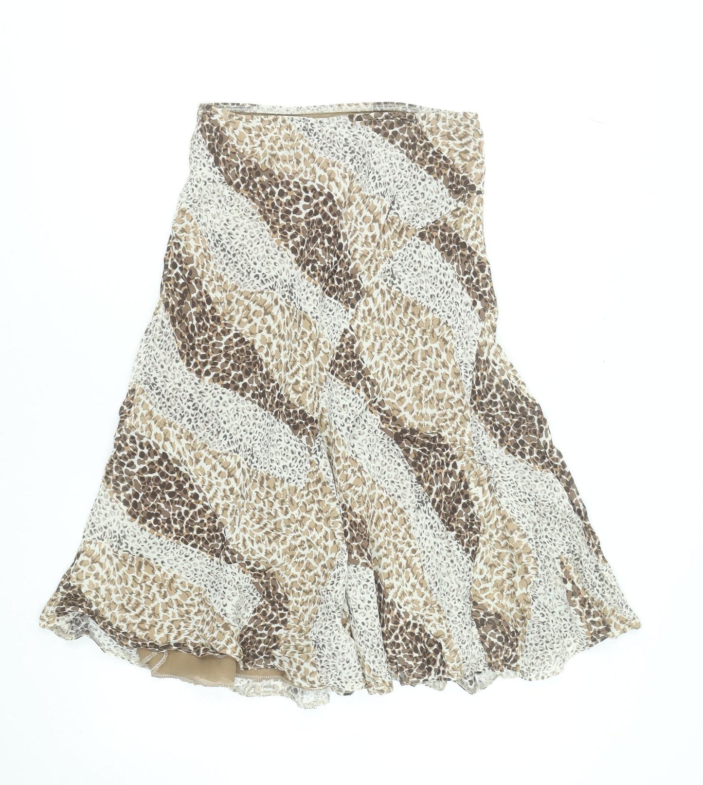 Marks and Spencer Women Brown Animal Print A-Line Midi Skirt Size 10