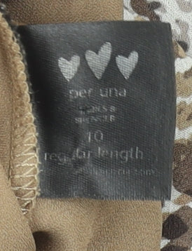 Marks and Spencer Women Brown Animal Print A-Line Midi Skirt Size 10