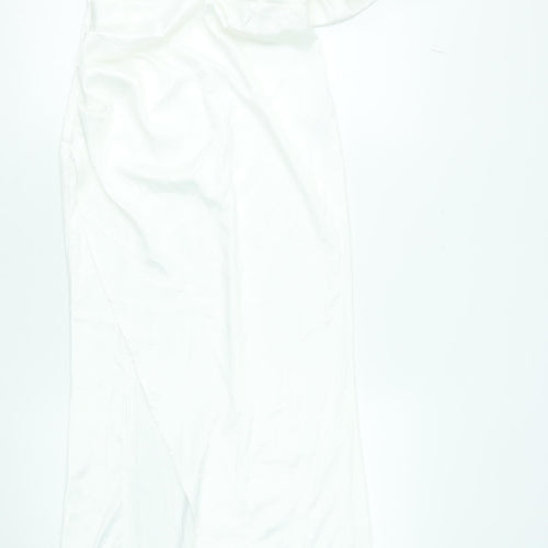 Boohoo Women’s White One Shoulder Long Bodycon Dress Size 8