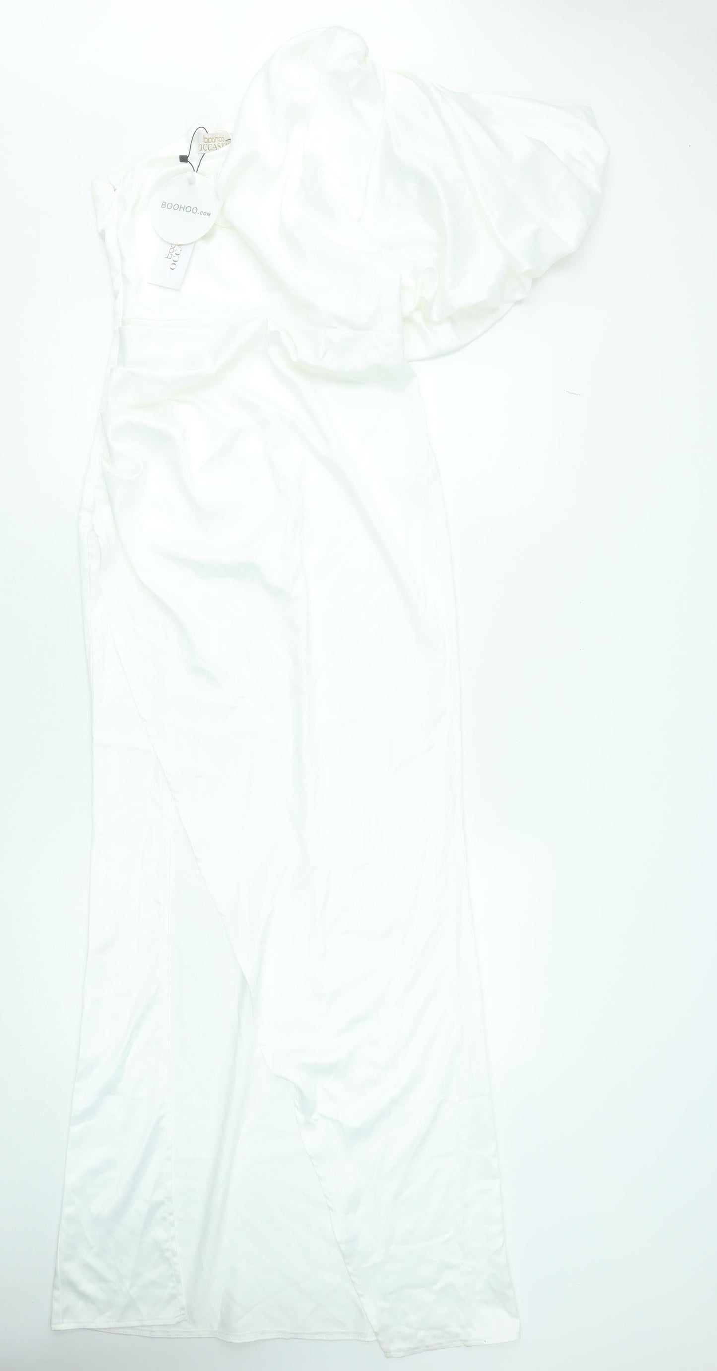 Boohoo Women’s White One Shoulder Long Bodycon Dress Size 8
