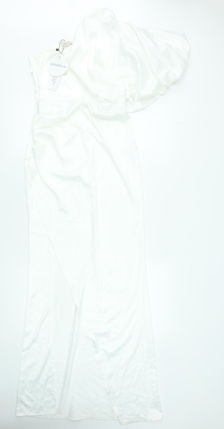 Boohoo Women’s White One Shoulder Long Bodycon Dress Size 8
