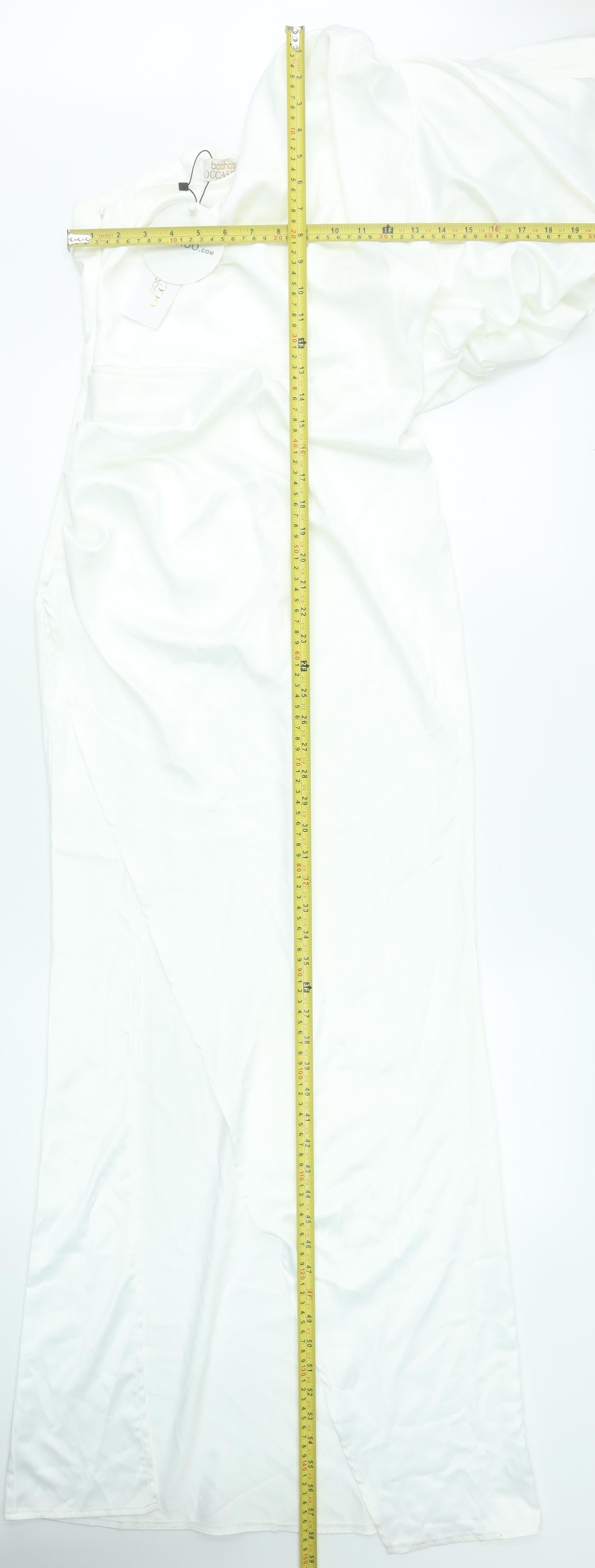 Boohoo Women’s White One Shoulder Long Bodycon Dress Size 8
