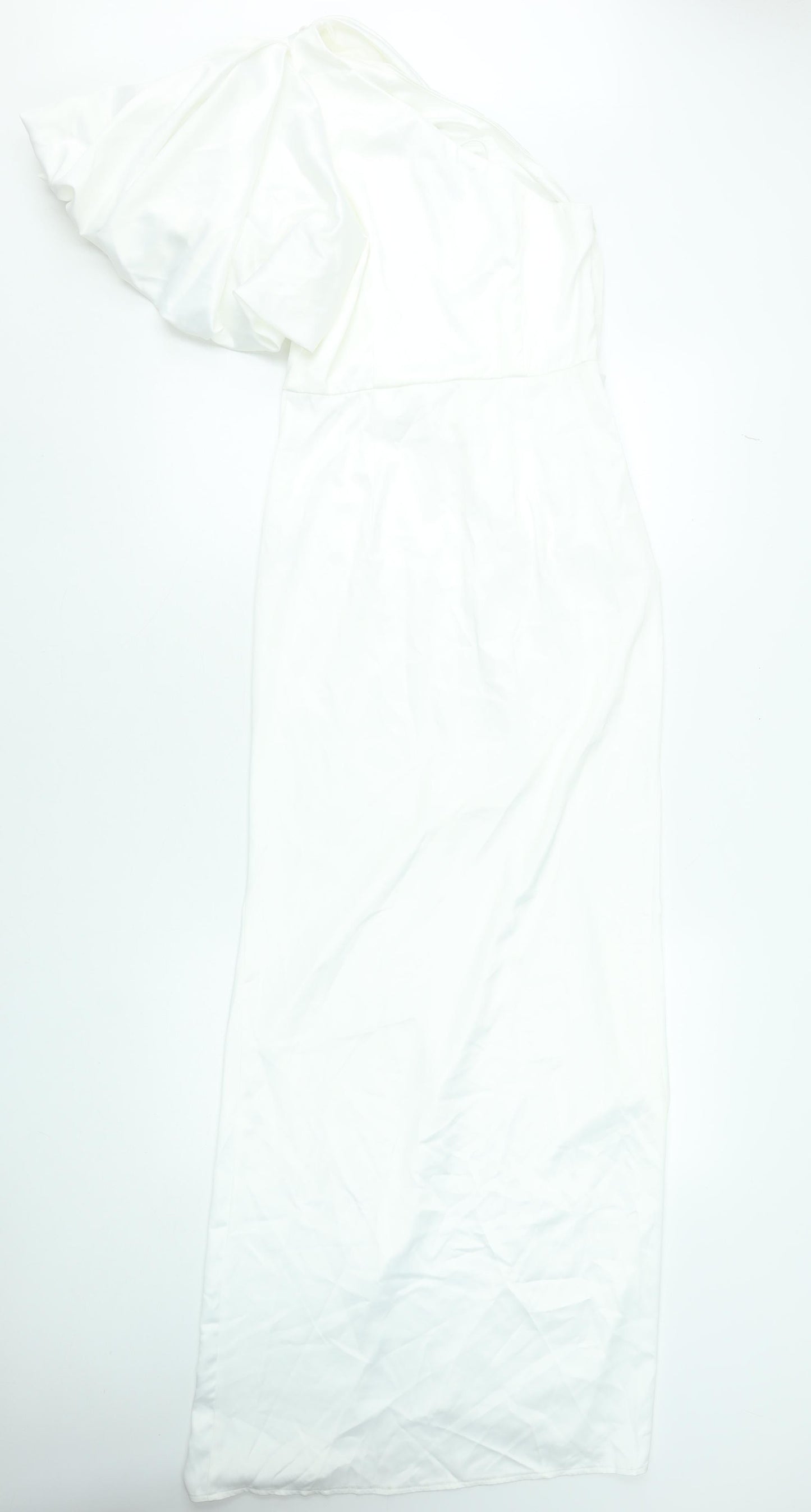 Boohoo Women’s White One Shoulder Long Bodycon Dress Size 8