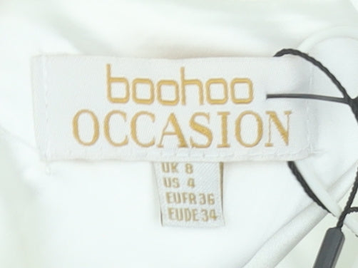 Boohoo Women’s White One Shoulder Long Bodycon Dress Size 8
